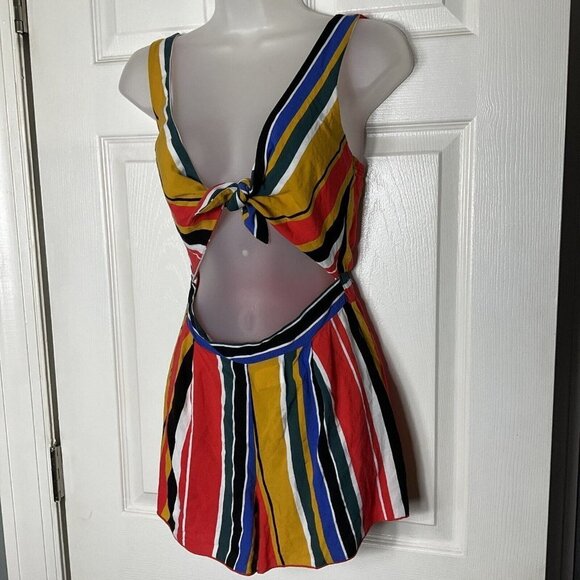 Windsor Colorful Striped Open Tie front One piece Romper Small S - Picture 2 of 11